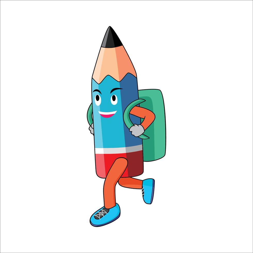 lindo diseño de mascota de lápiz. ilustración vectorial de carácter educativo. vector