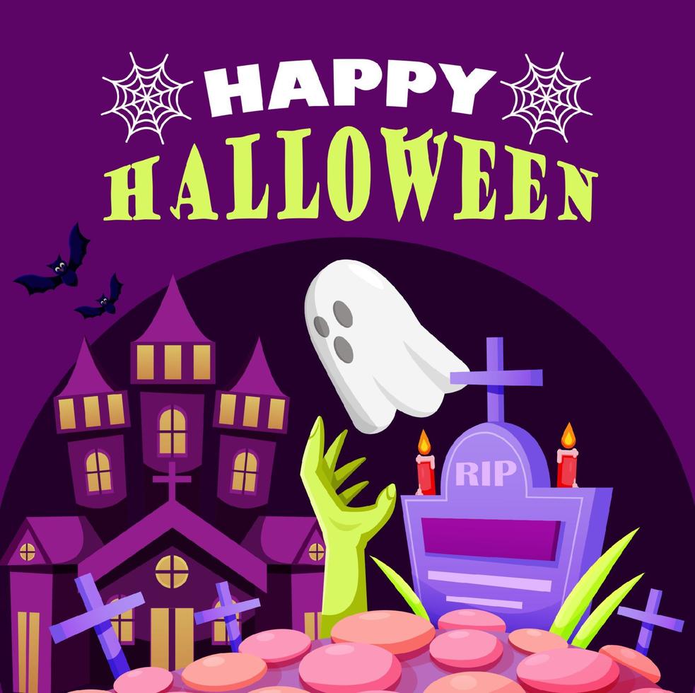 Happy Halloween, ghost in a haunted place. Suitable for events vector