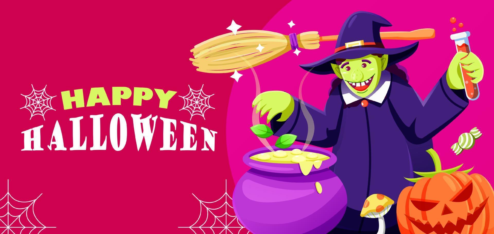 Happy Halloween, witch is cooking. Suitable for events vector