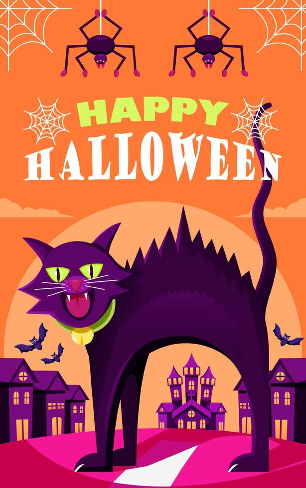 feliz halloween, gato negro enojado. adecuado para eventos vector