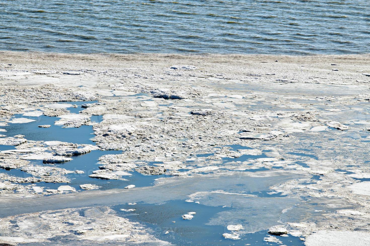Melting sea ice seasonal natural phenomenon of coming spring, ice on