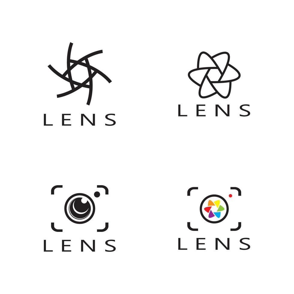 photography camera logo icon vector design template isolated on black background