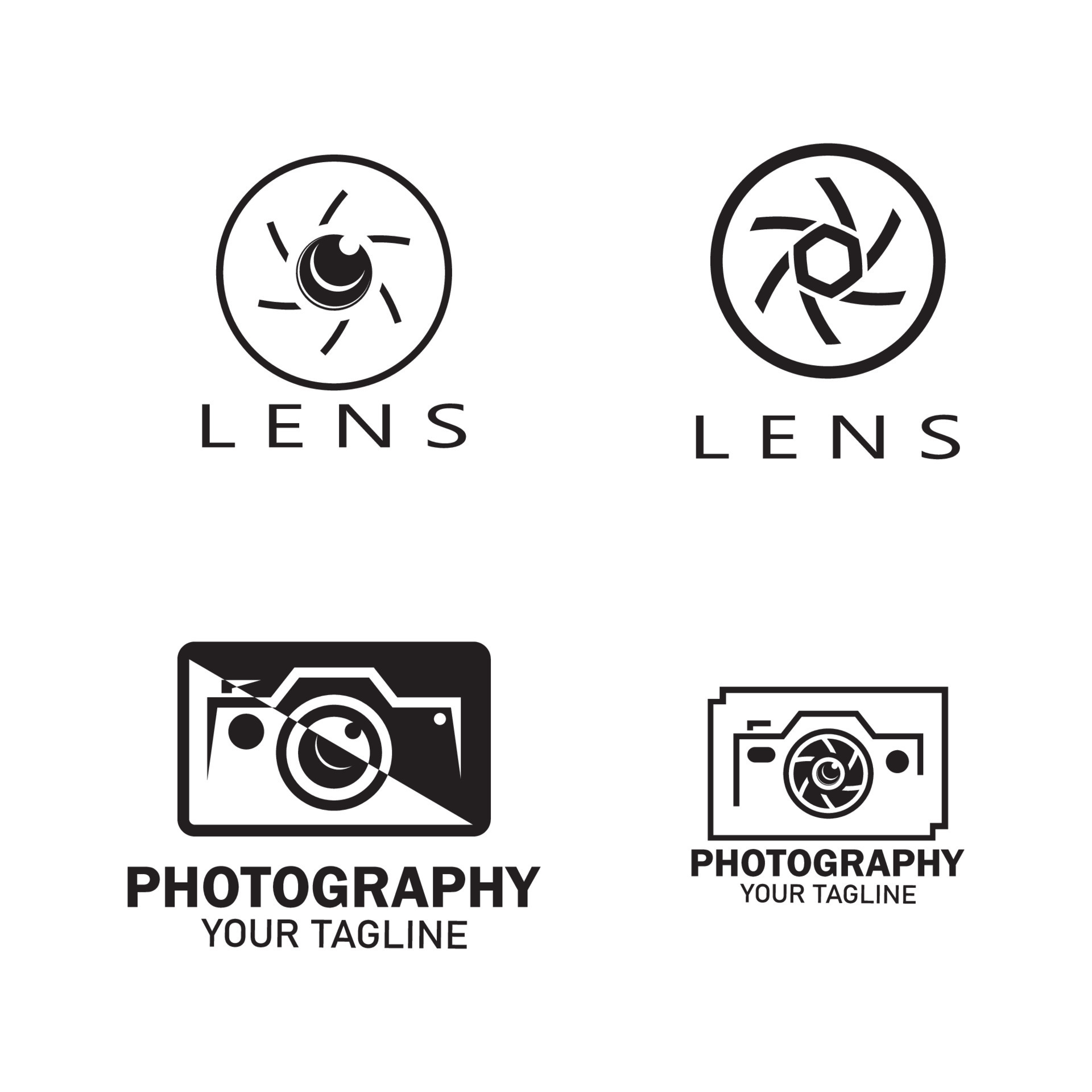 photography camera logo icon vector design template isolated on black  background 12614054 Vector Art at Vecteezy