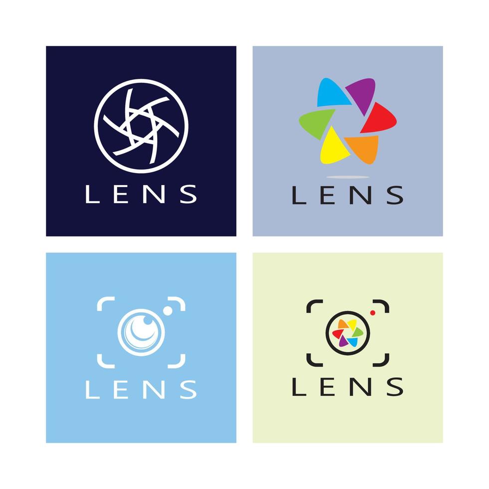 photography camera logo icon vector design template isolated on black background