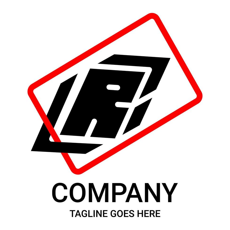 diseño del logotipo de la letra r negra y roja. letra mayúscula r sobre fondo blanco. vector