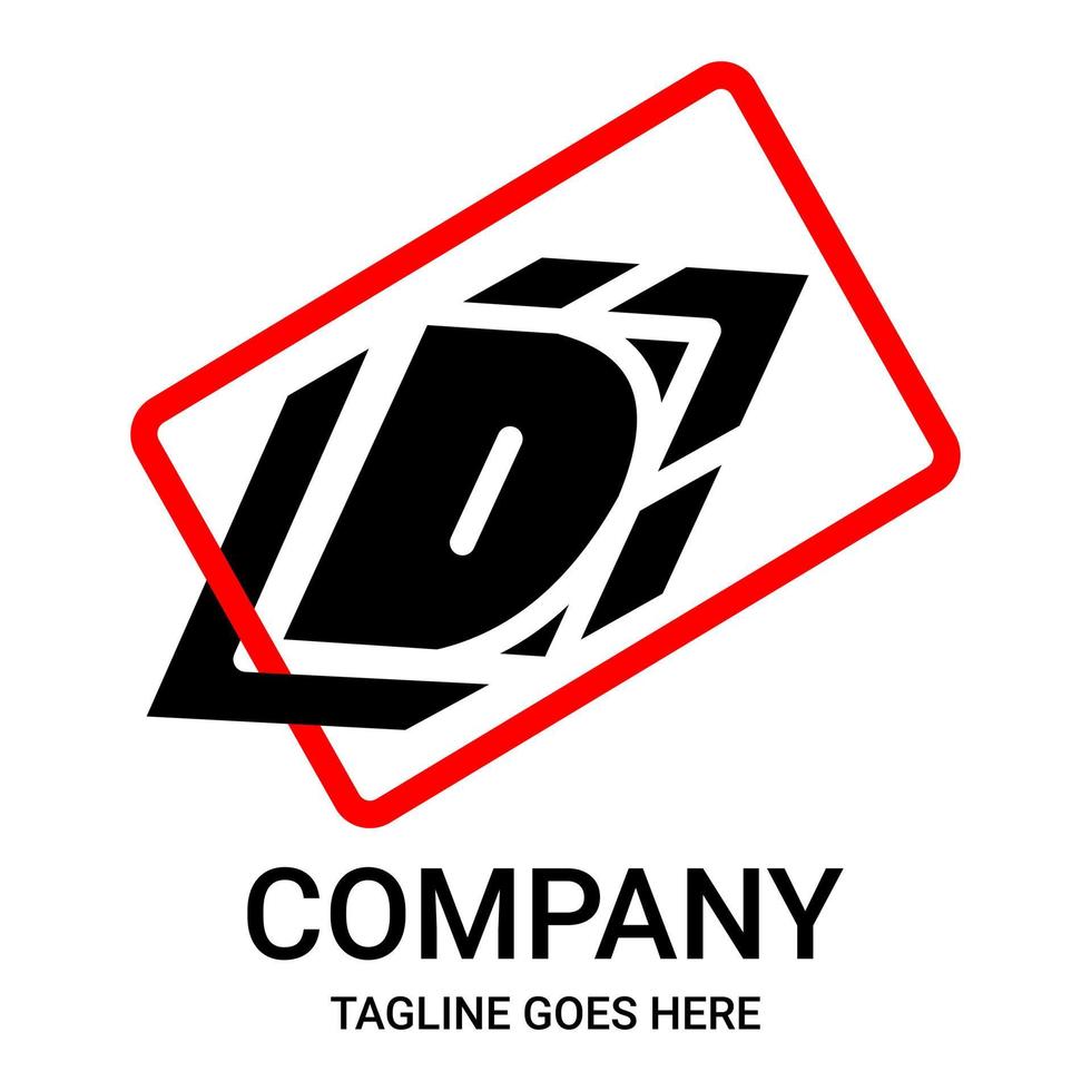 Black and red letter D logo design. Capital letter D on white