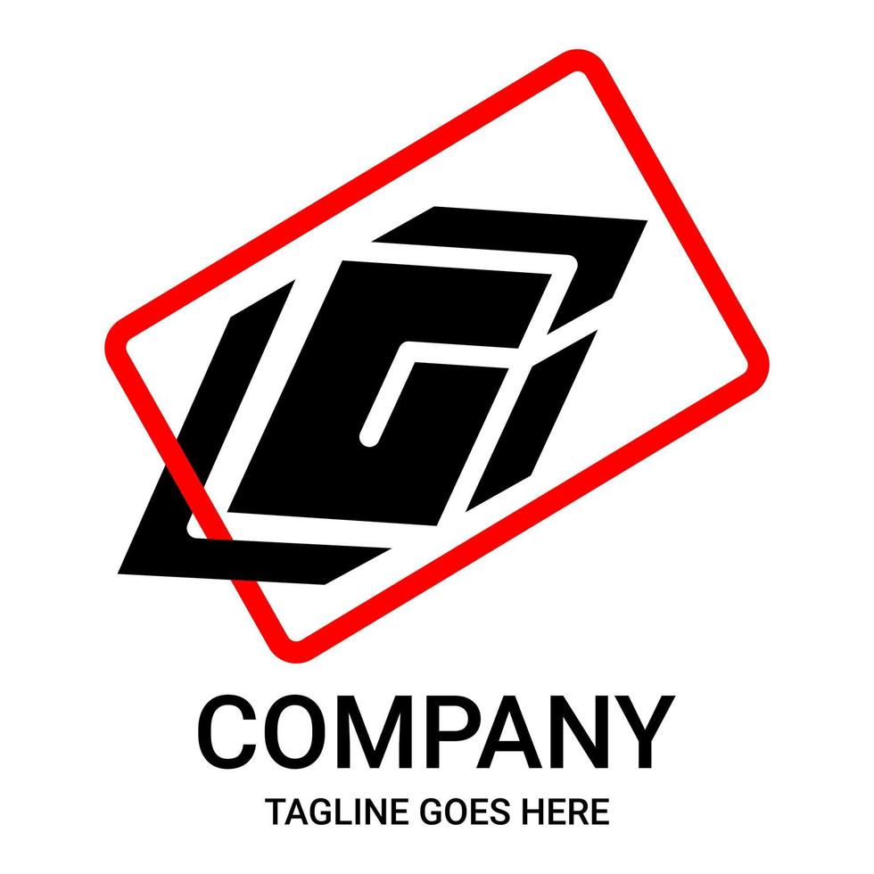 diseño del logotipo de la letra g en negro y rojo. letra mayúscula g sobre fondo blanco. vector