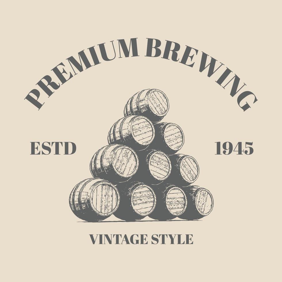 Logo wooden beer pile up barrel logo - vector illustration, retro vintage logo vector object template design perfect for logo beer business