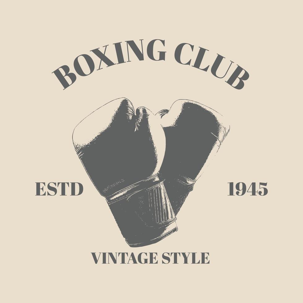 Logo crossed boxing and martial in vintage style. Vector illustration Vintage Boxing Gloves Hanging Vector illustration. Template for print, t-shirt, gym, flyer, poster design