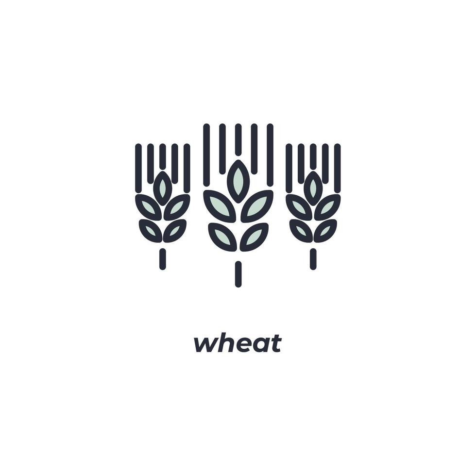 Vector sign wheat symbol is isolated on a white background. icon color editable.