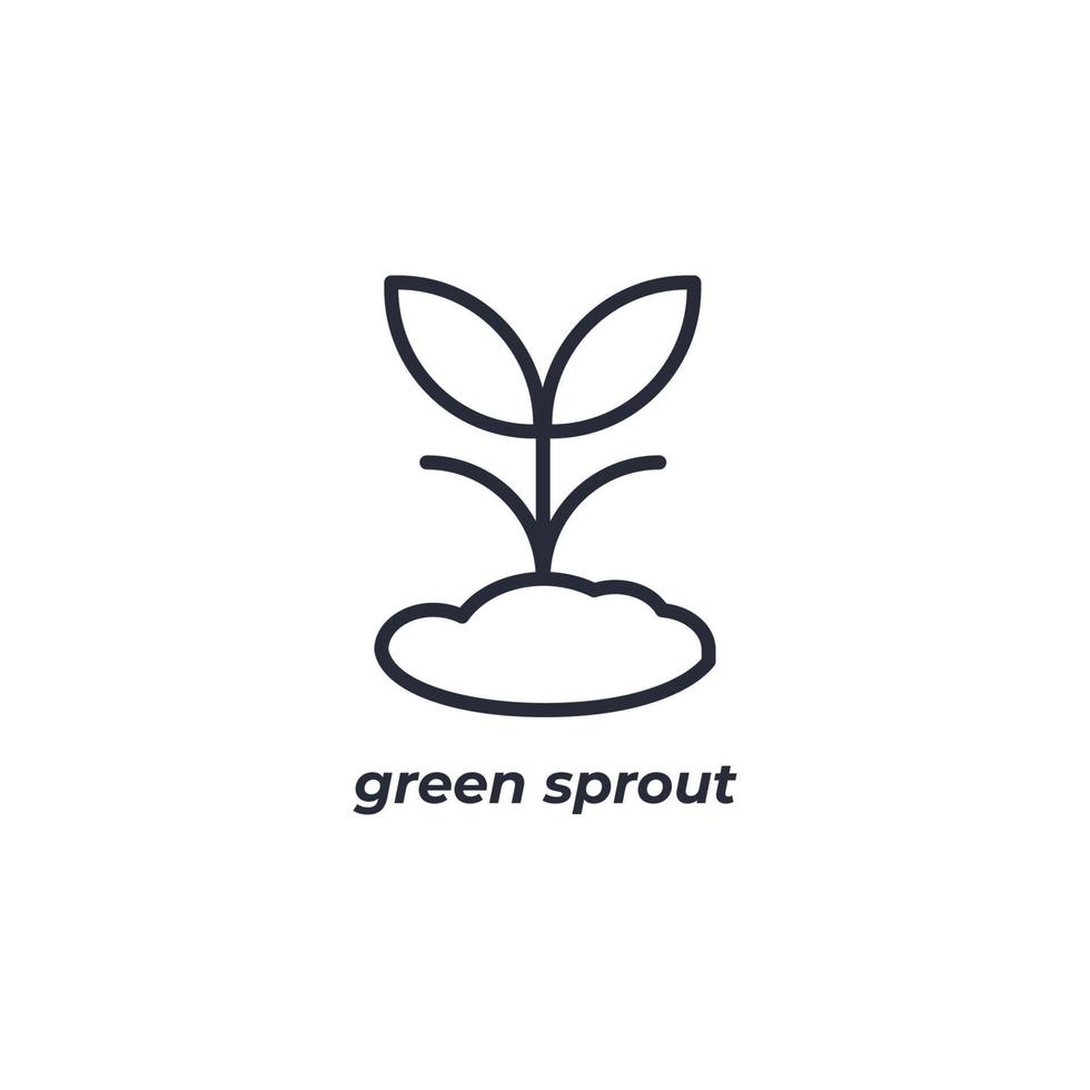 Vector sign green sprout symbol is isolated on a white background. icon color editable.
