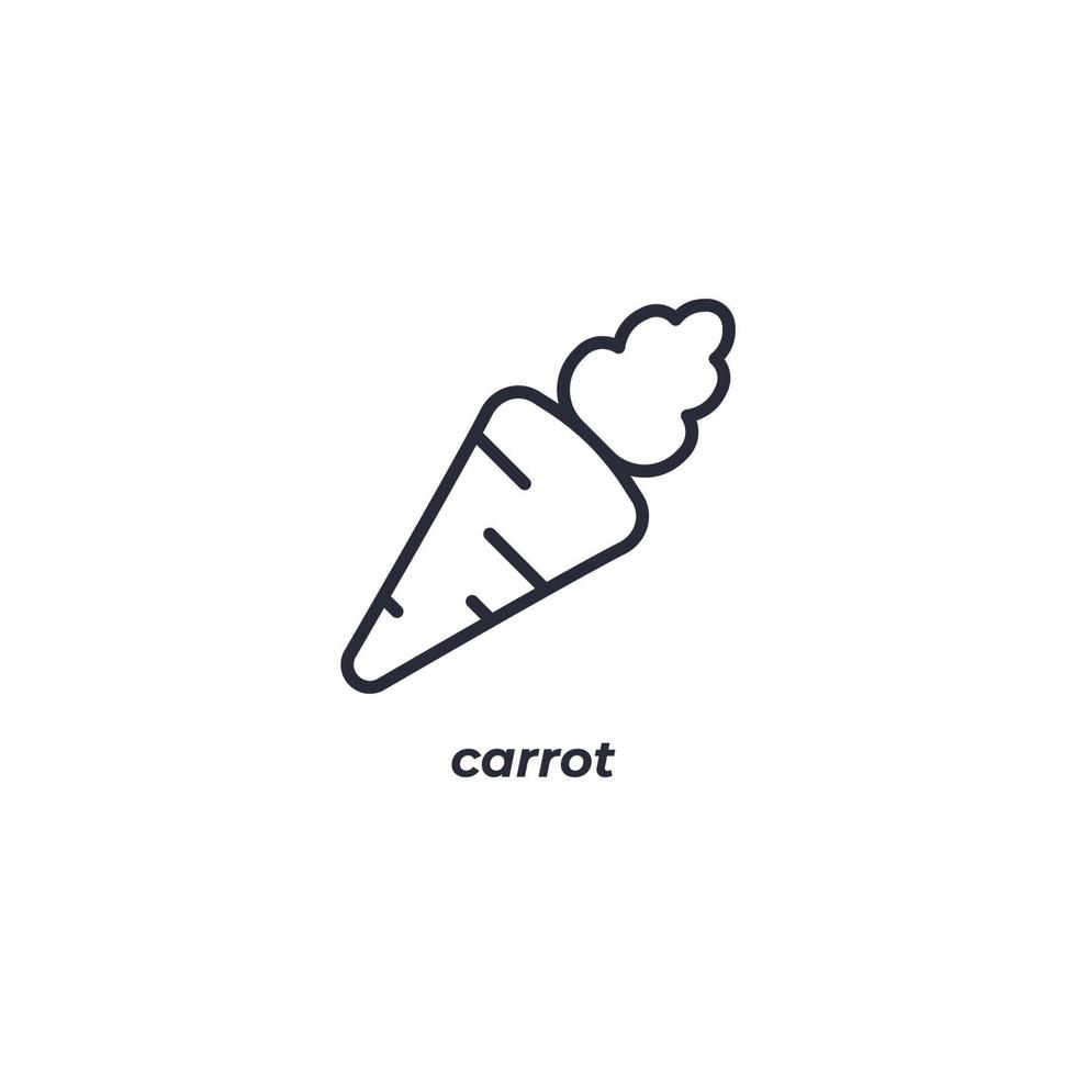Vector sign carrot symbol is isolated on a white background. icon color editable.