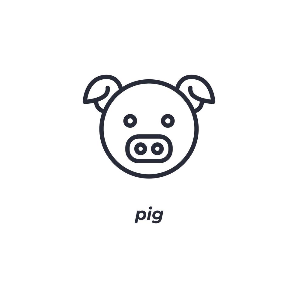 Vector sign pig symbol is isolated on a white background. icon color editable.