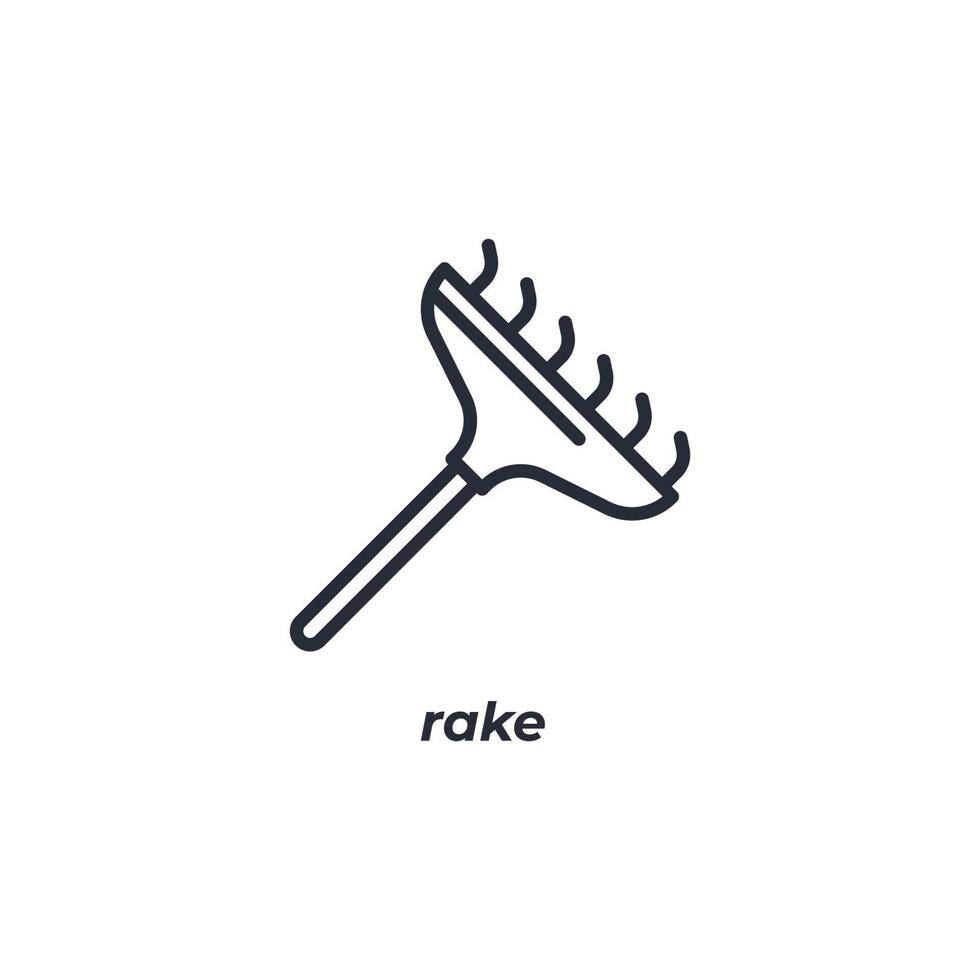 Vector sign rake symbol is isolated on a white background. icon color editable.