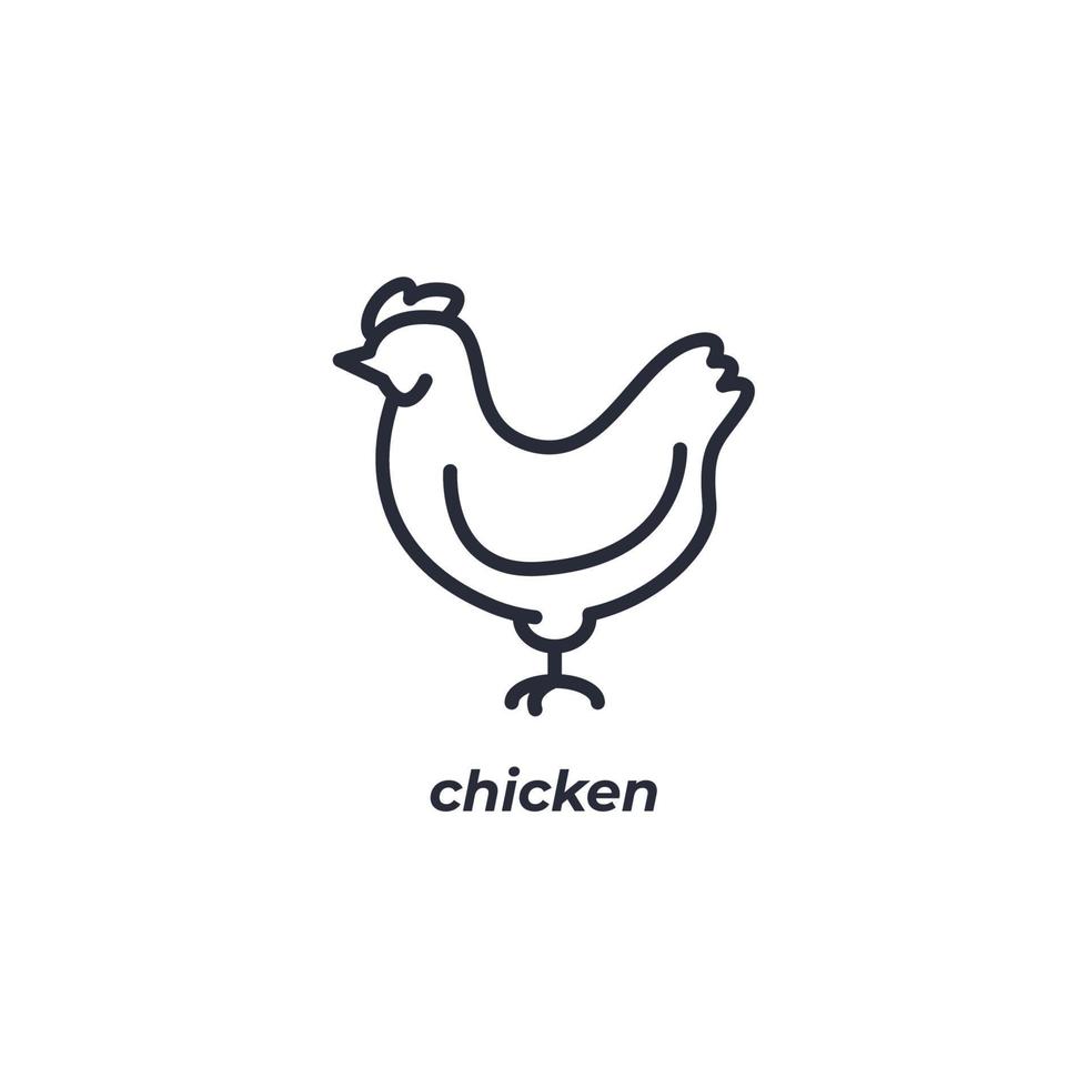 el símbolo de pollo de signo vectorial está aislado en un fondo blanco. color de icono editable. vector