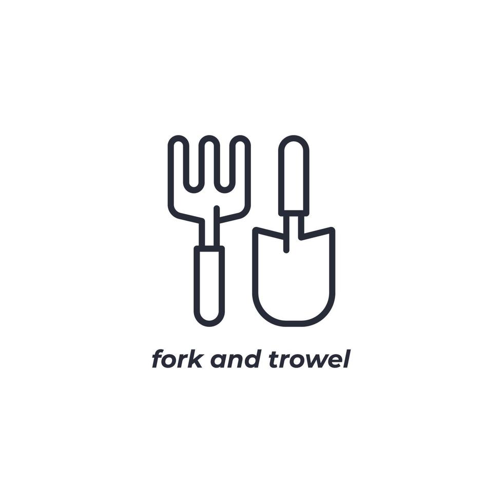 Vector sign fork and trowel symbol is isolated on a white background. icon color editable.