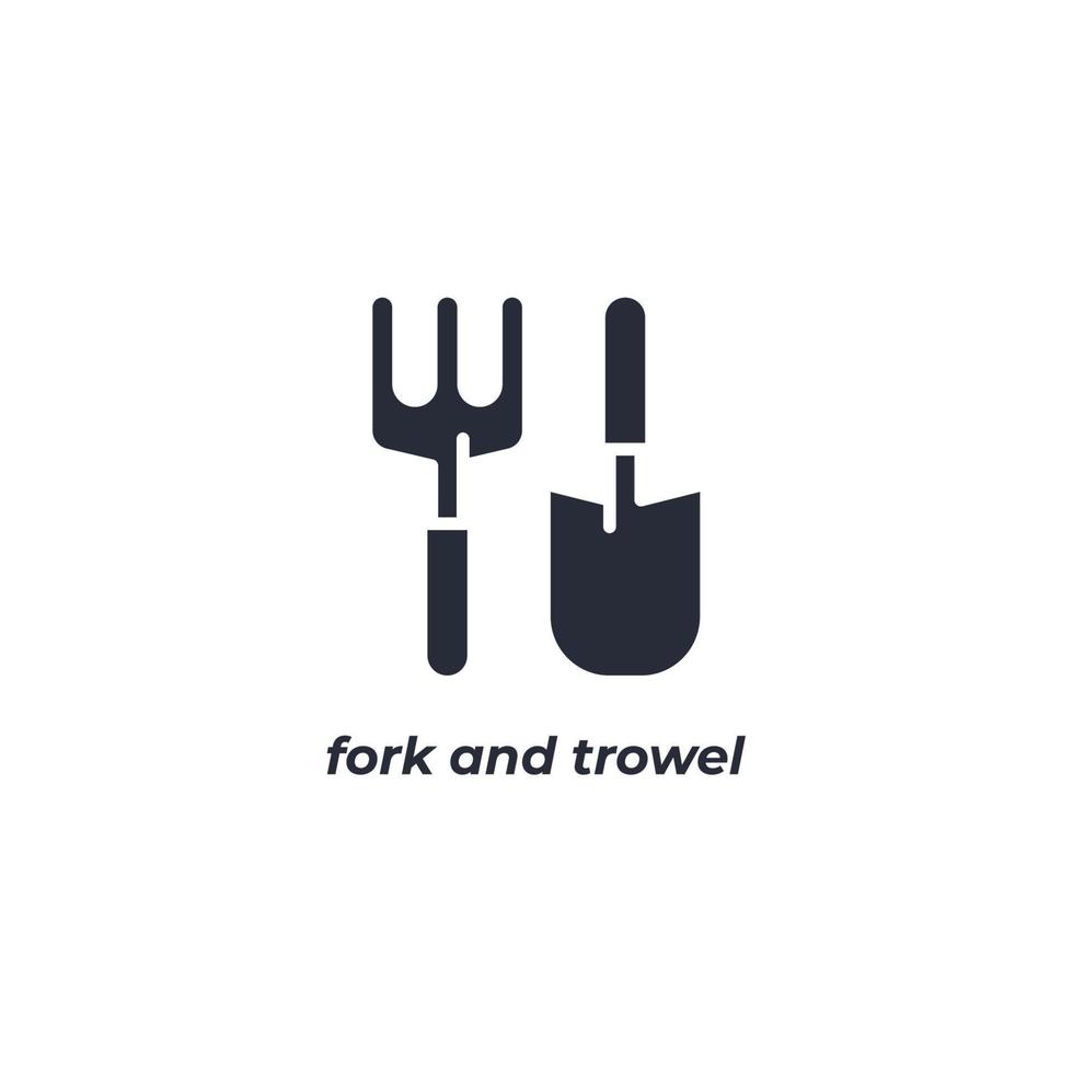 Vector sign fork and trowel symbol is isolated on a white background. icon color editable.