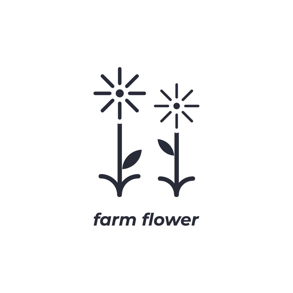 Vector sign farm flower symbol is isolated on a white background. icon color editable.