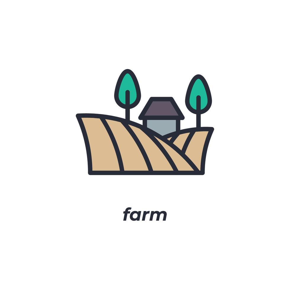 el símbolo de la granja de signos vectoriales está aislado en un fondo blanco. color de icono editable. vector