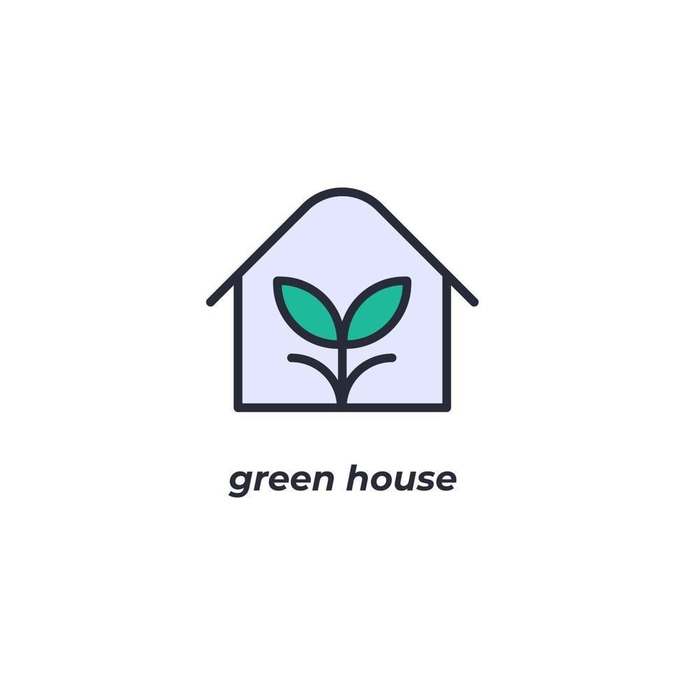 Vector sign green house symbol is isolated on a white background. icon color editable.