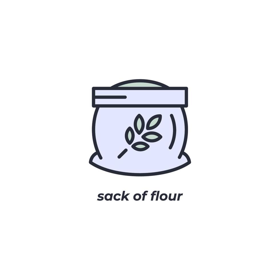 Vector sign sack of flour symbol is isolated on a white background. icon color editable.