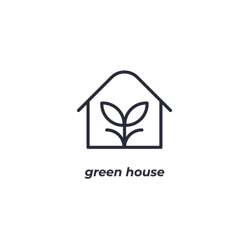 Vector sign green house symbol is isolated on a white background. icon color editable.