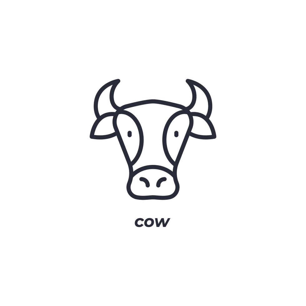 el símbolo de vaca de signo vectorial está aislado en un fondo blanco. color de icono editable. vector