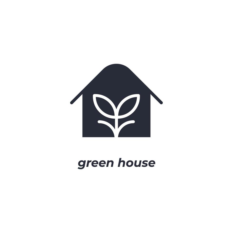 Vector sign green house symbol is isolated on a white background. icon color editable.