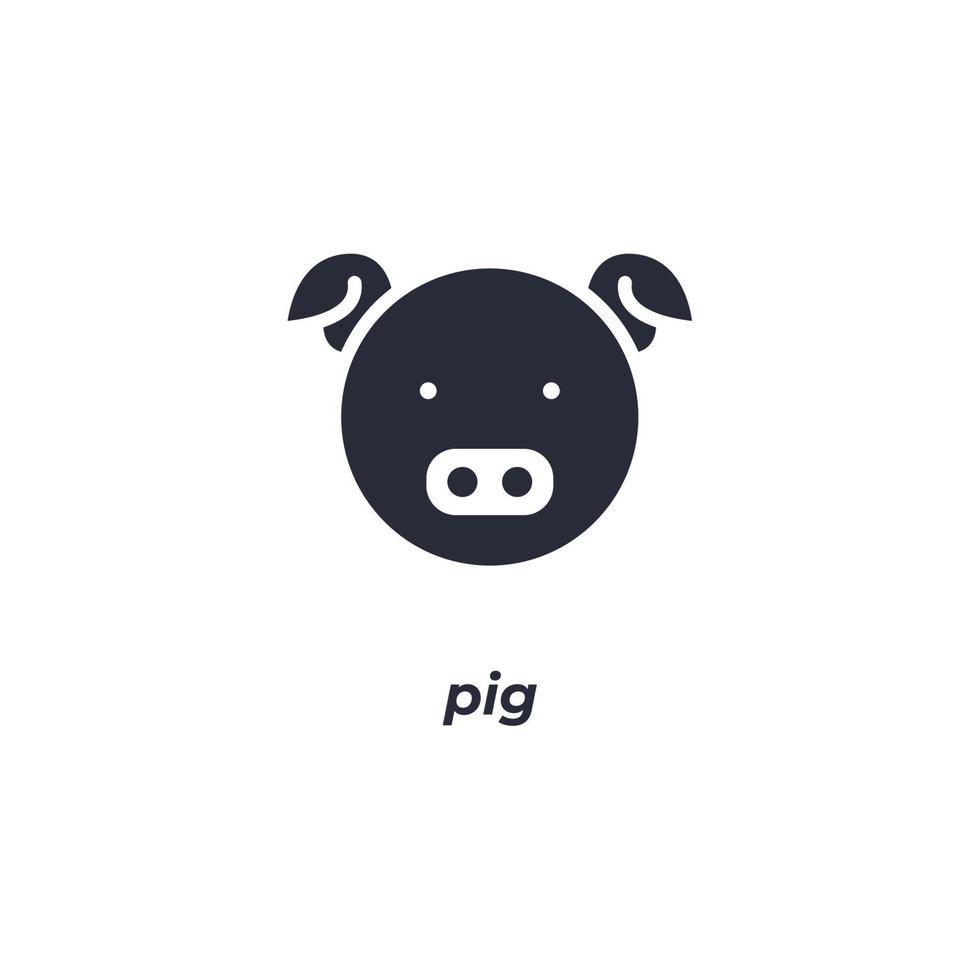 Vector sign pig symbol is isolated on a white background. icon color editable.