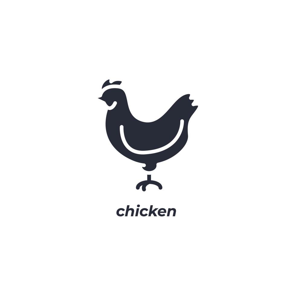 el símbolo de pollo de signo vectorial está aislado en un fondo blanco. color de icono editable. vector