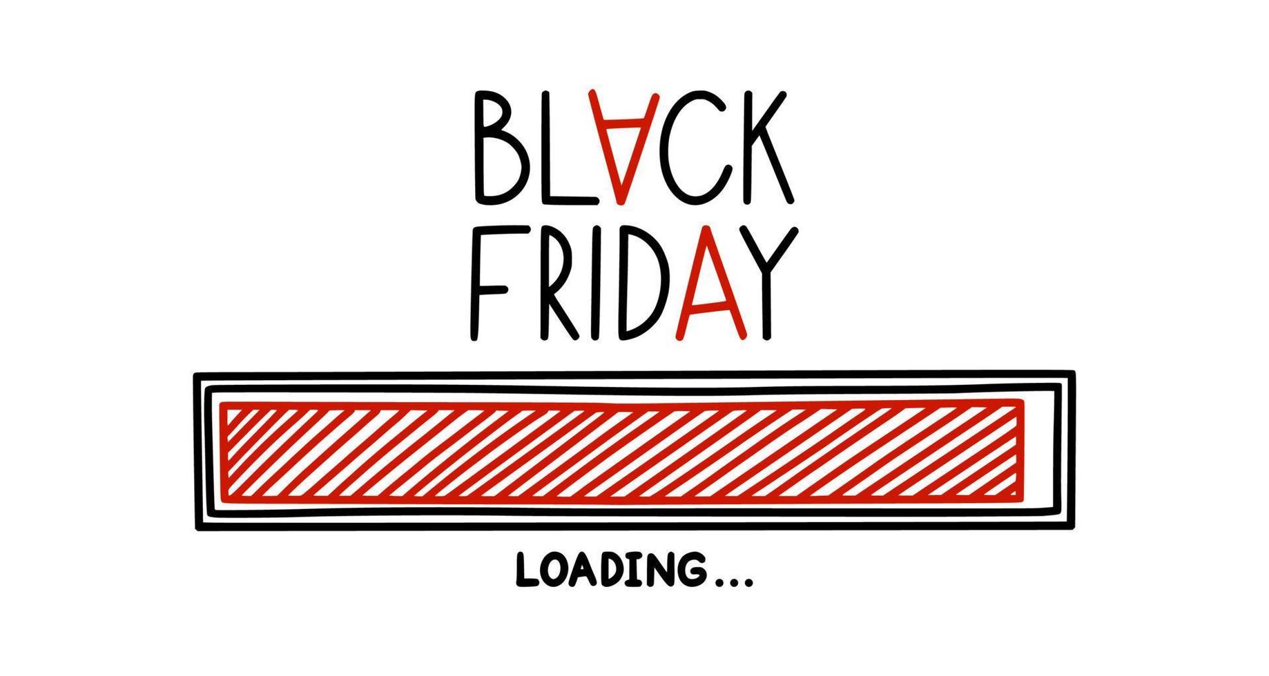 Black friday loading bar. Infographics design element with status of sale start. Hand drawn vector illustration