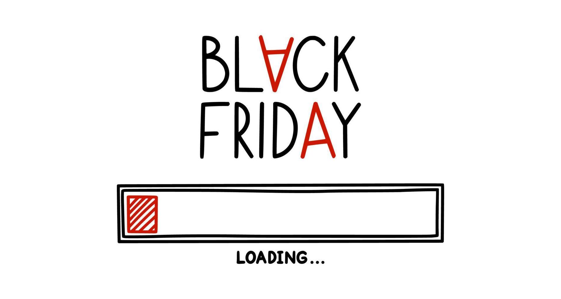 Black friday loading bar. Infographics design element with status of sale start. Hand drawn vector illustration