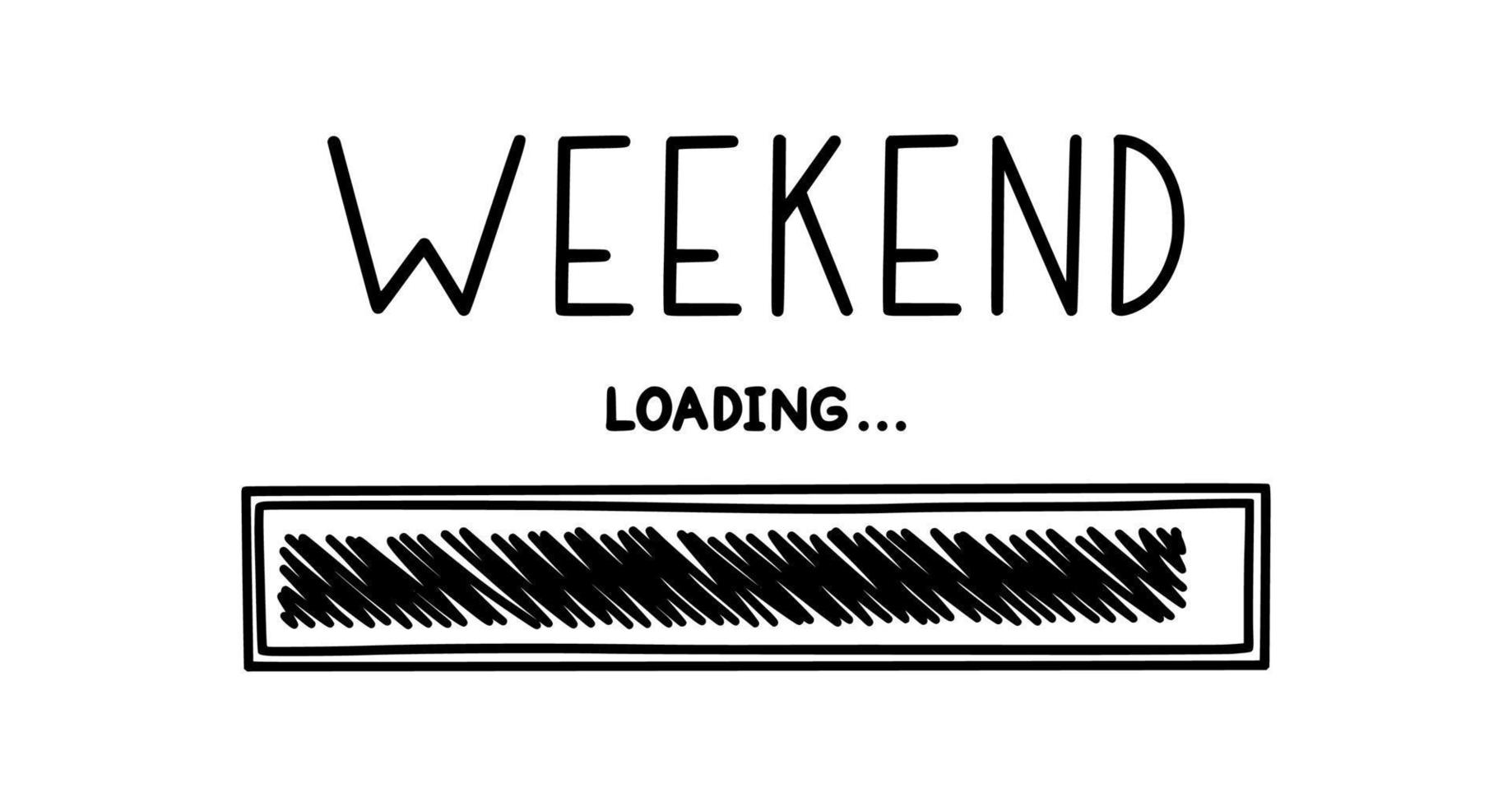 Weekend loading bar. Infographics design element with status of week completion. Hand drawn vector illustration