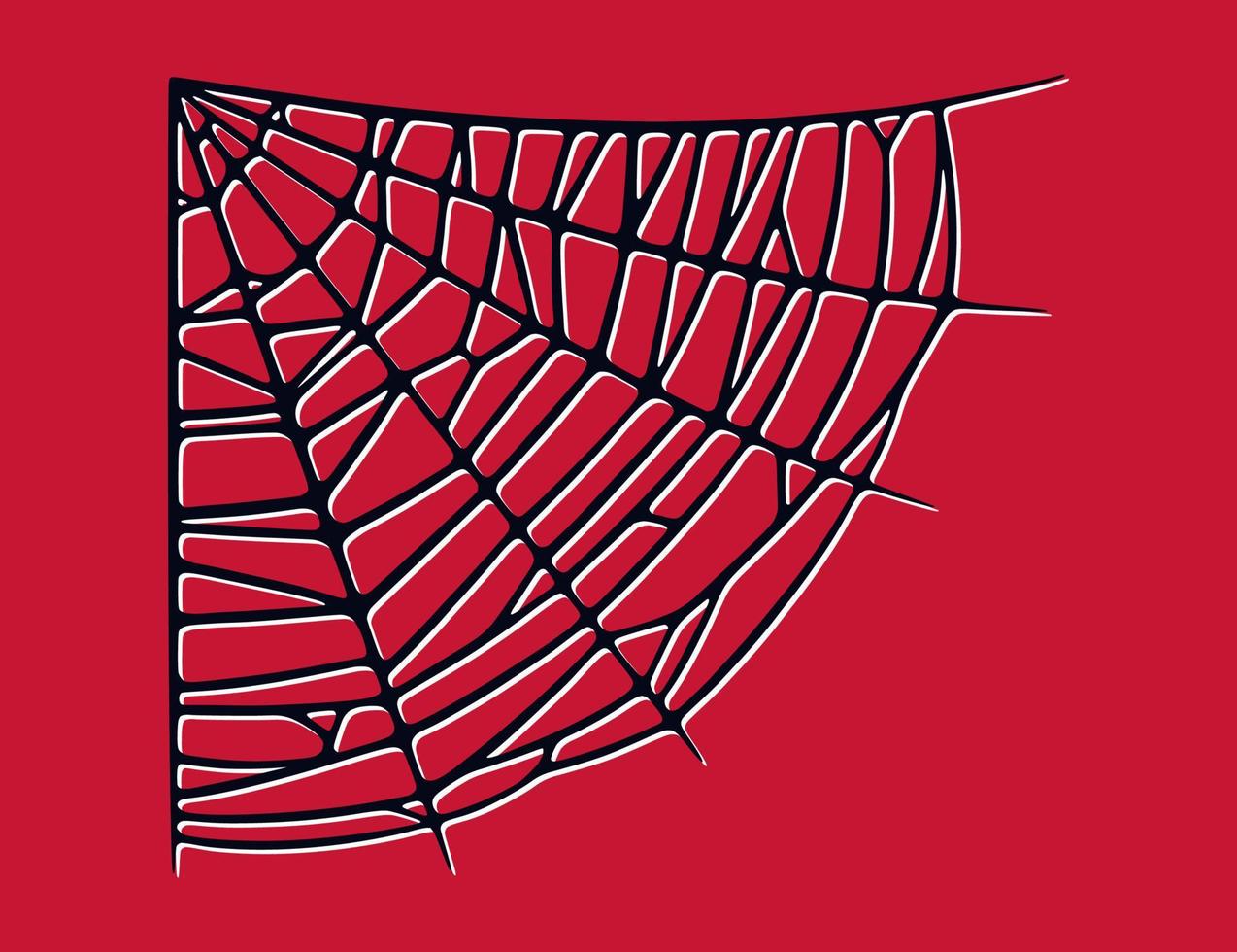 Spider web isolated on red background. Spooky Halloween cobwebs with red threads. Vector illustration