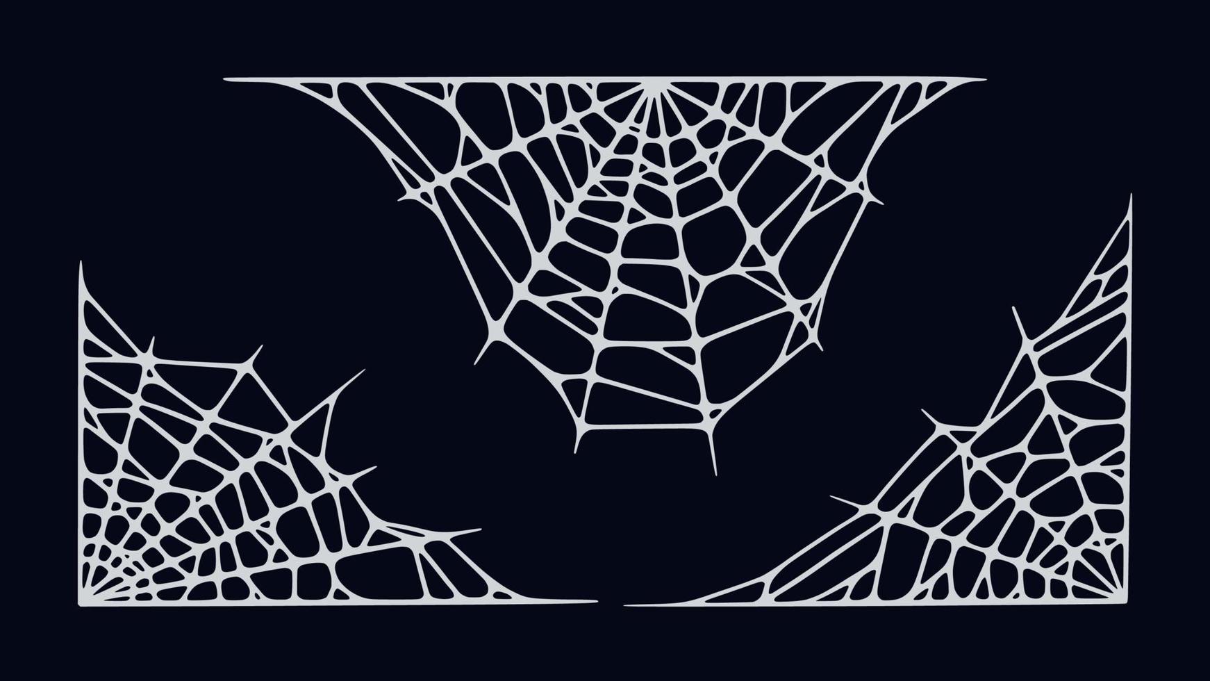 Spider web corbers isolated on black background. Frame with Halloween cobwebs. Vector illustration