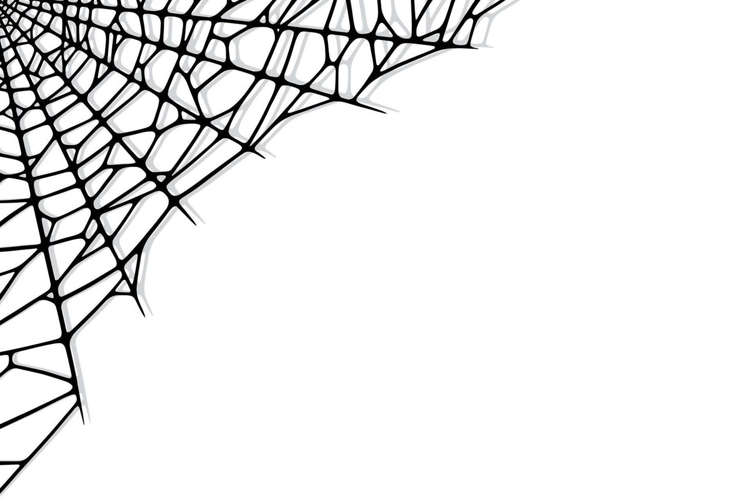 Spider web corner on white background. Spooky Halloween cobweb. Vector illustration