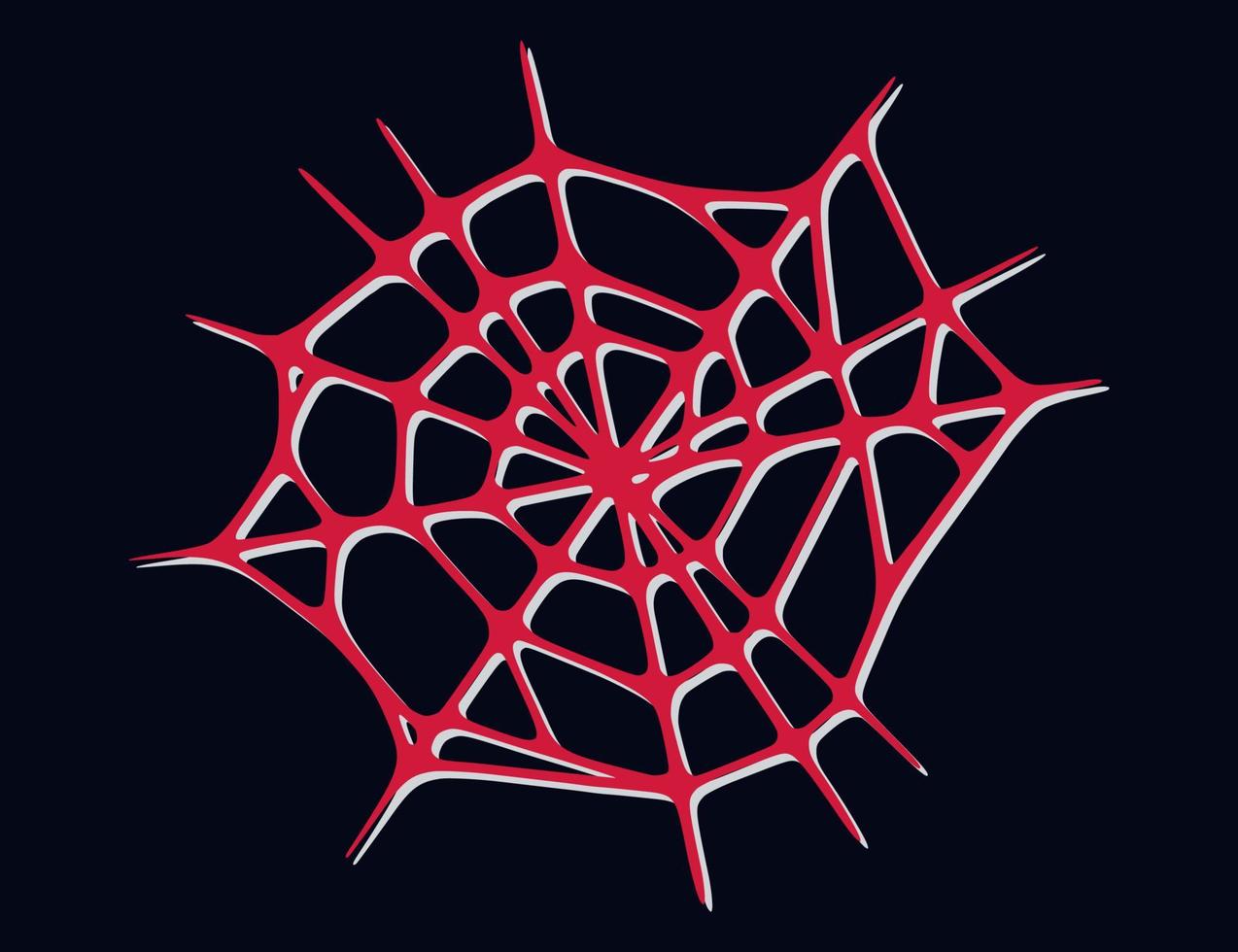 Spider web isolated on dark background. Spooky Halloween cobwebs with red threads. Vector illustration