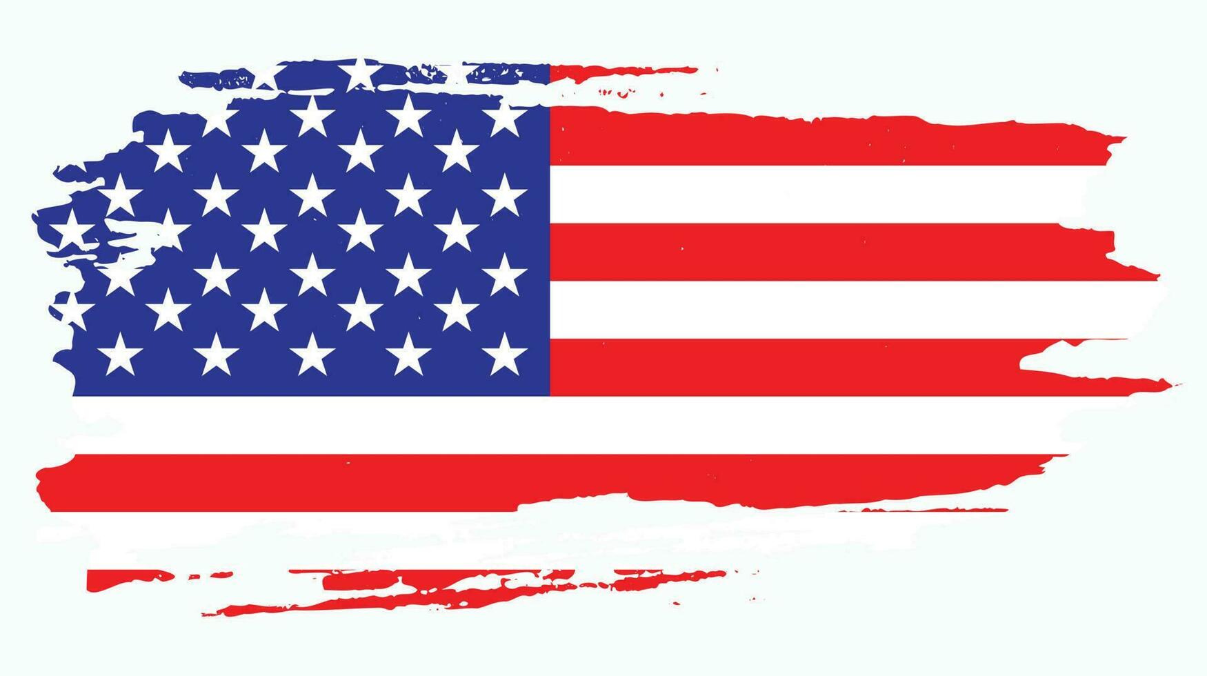 New faded grunge texture vintage American flag vector