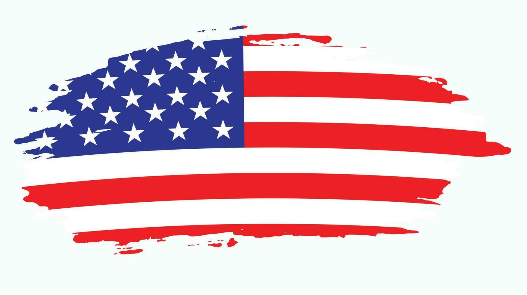 Wavy American hand paint colorful flag vector