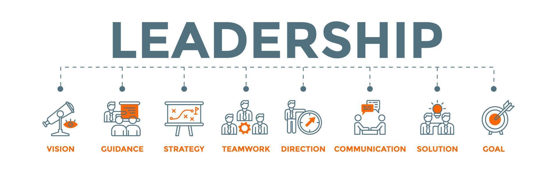 Leadership Concept Banner Illustration with icons. vector