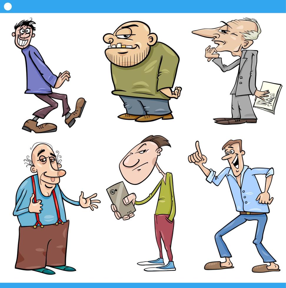 men characters set cartoon illustration vector