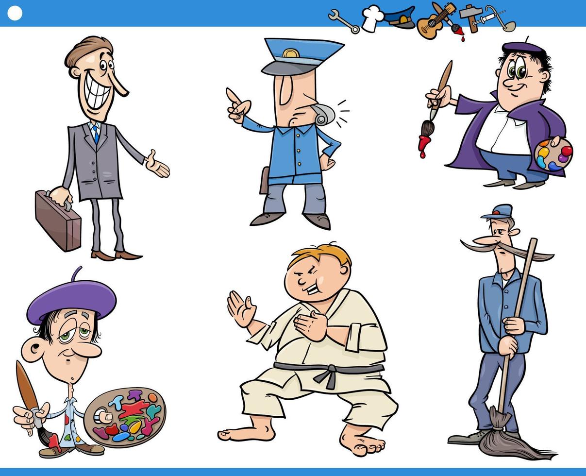 personajes de dibujos animados y sus ocupaciones vector