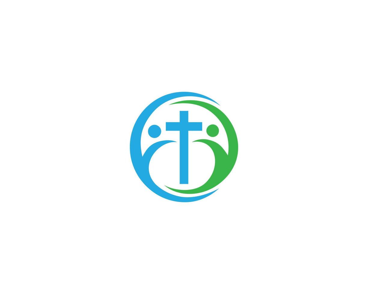 la gente adora a Jesucristo y a la plantilla vectorial de diseño del logotipo de la cruz cristiana. vector