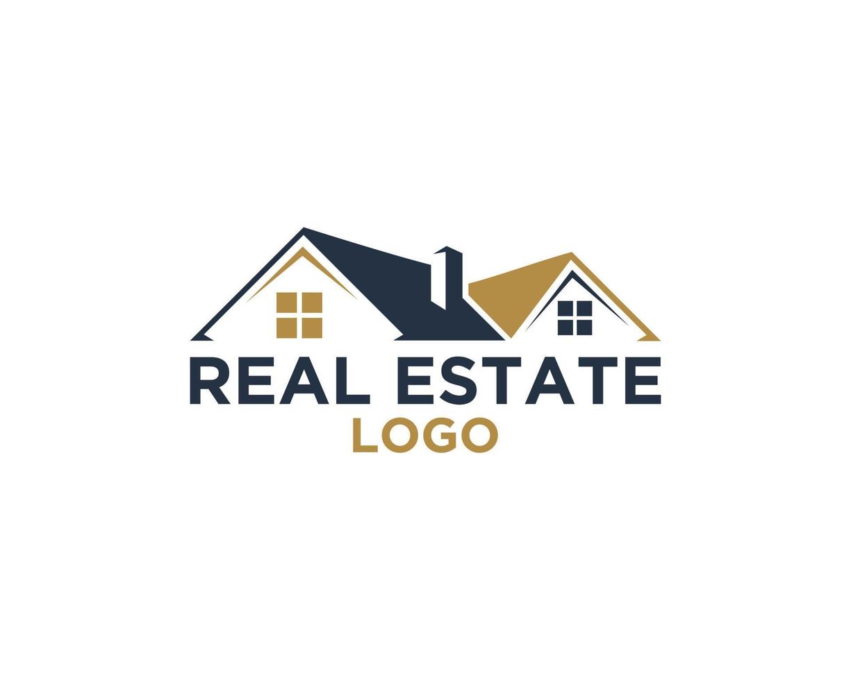 Roof Real Estate Construction Logo Design Vector Template Element.