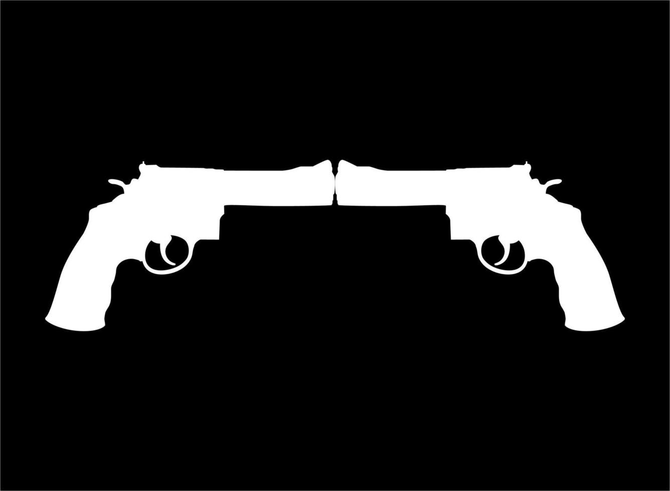 Silhouette of Double Gun, Pistol for Logo, Pictogram, Website or Graphic Design Element. Vector Illustration