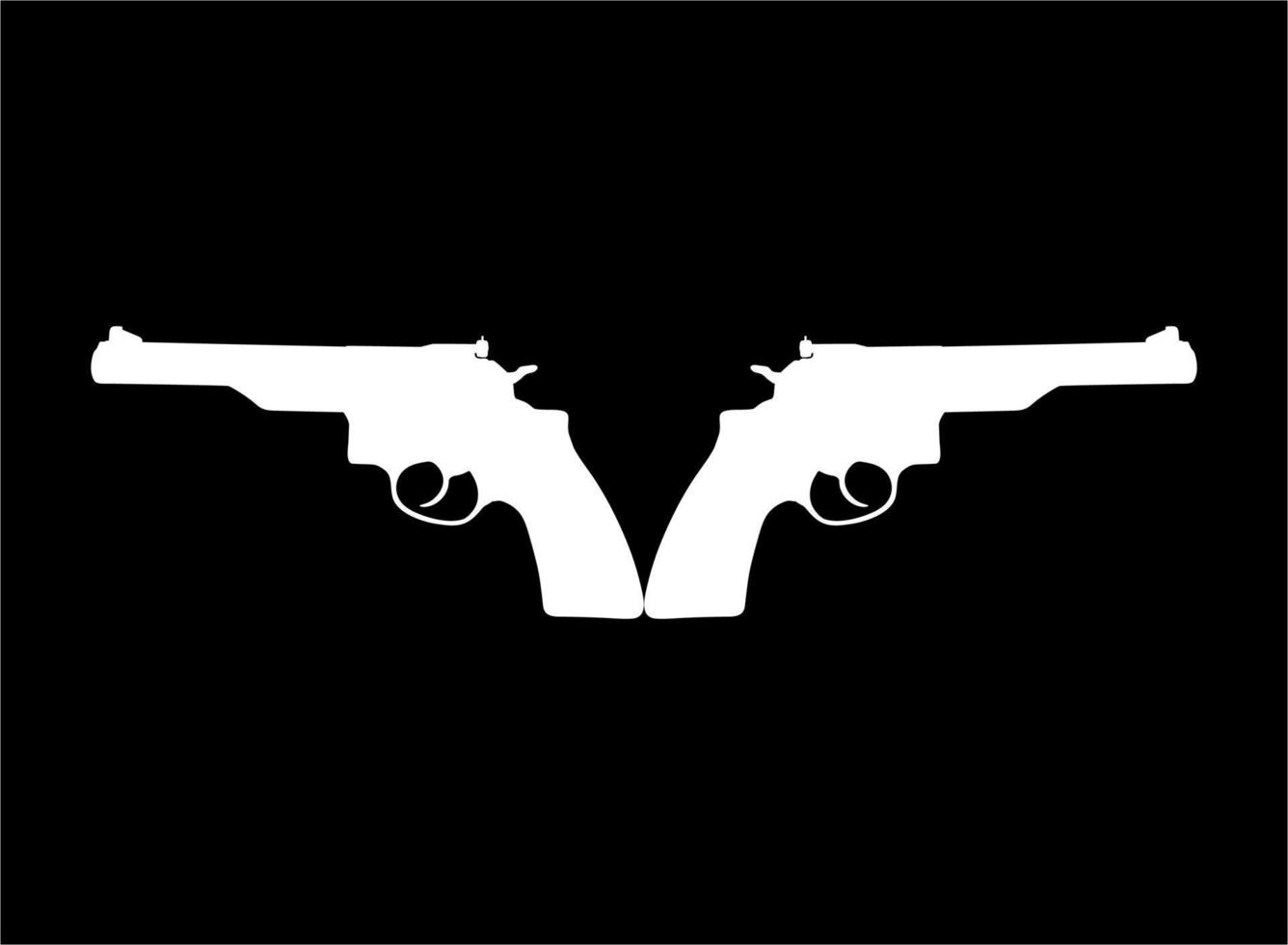 Silhouette of Double Gun, Pistol for Logo, Pictogram, Website or Graphic Design Element. Vector Illustration