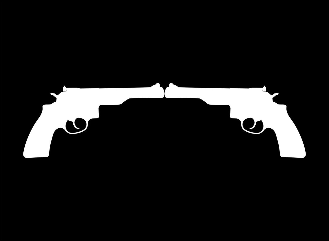 Silhouette of Double Gun, Pistol for Logo, Pictogram, Website or Graphic Design Element. Vector Illustration