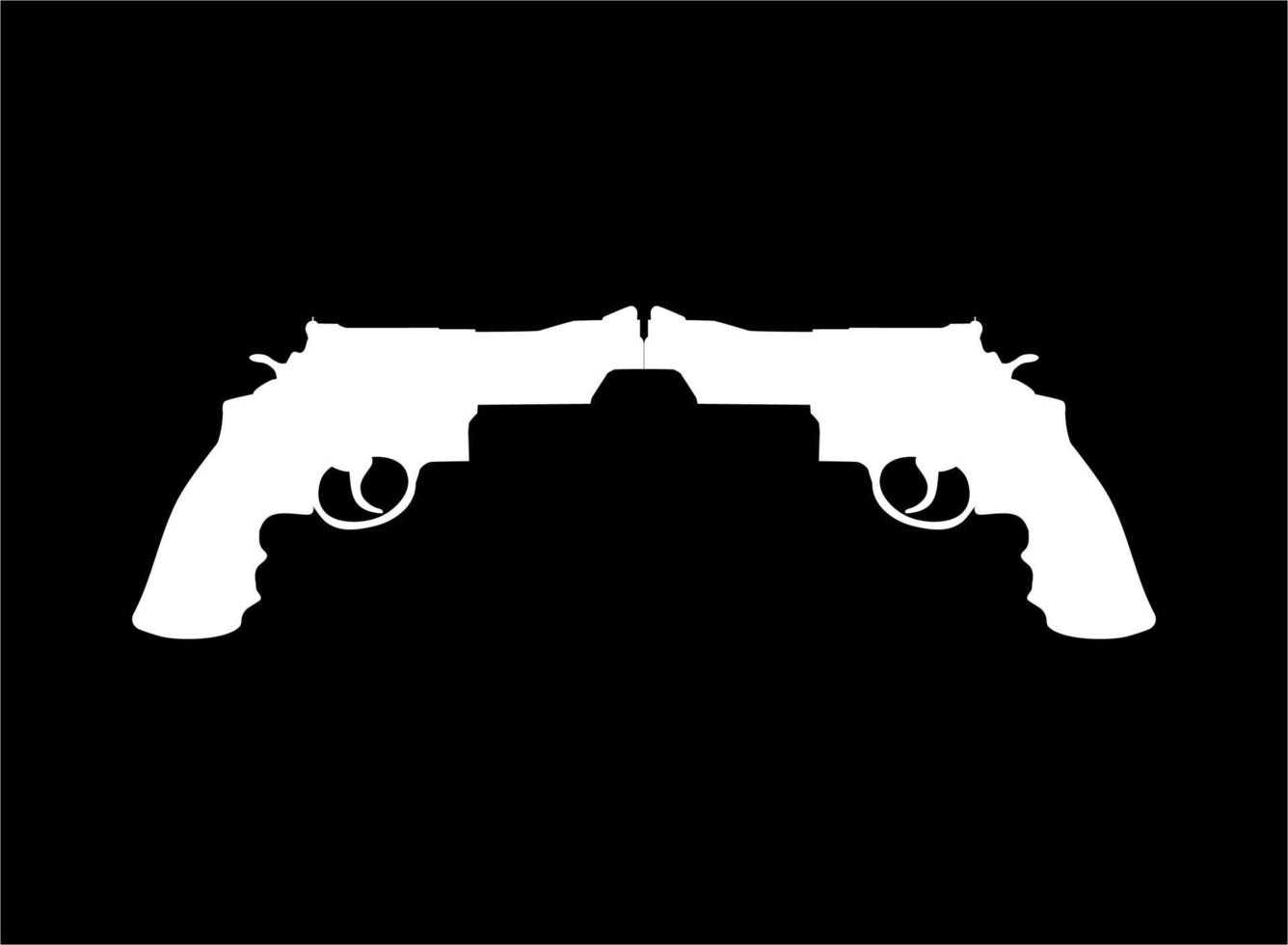 Silhouette of Double Gun, Pistol for Logo, Pictogram, Website or Graphic Design Element. Vector Illustration