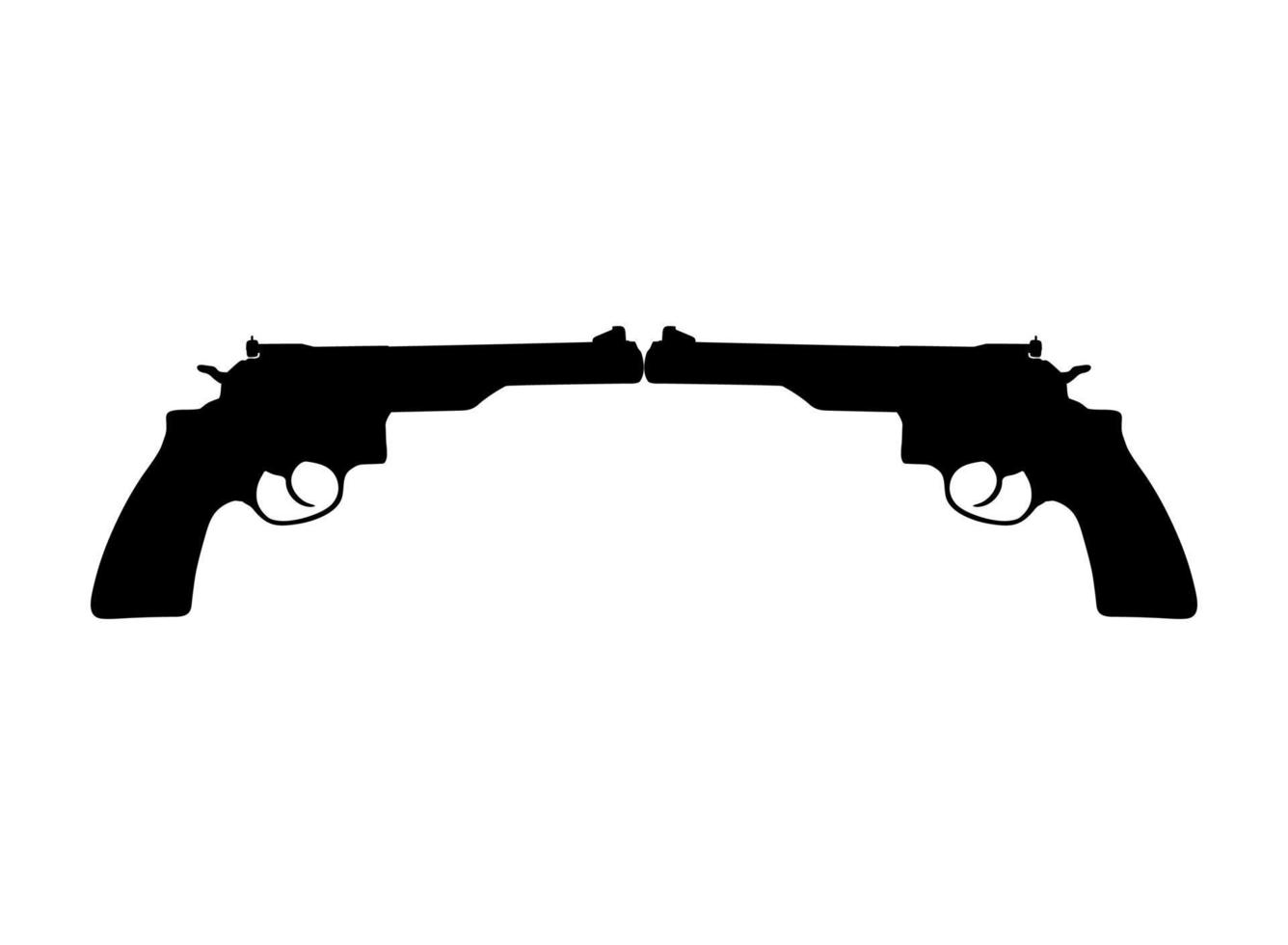 Silhouette of Double Gun, Pistol for Logo, Pictogram, Website or Graphic Design Element. Vector Illustration