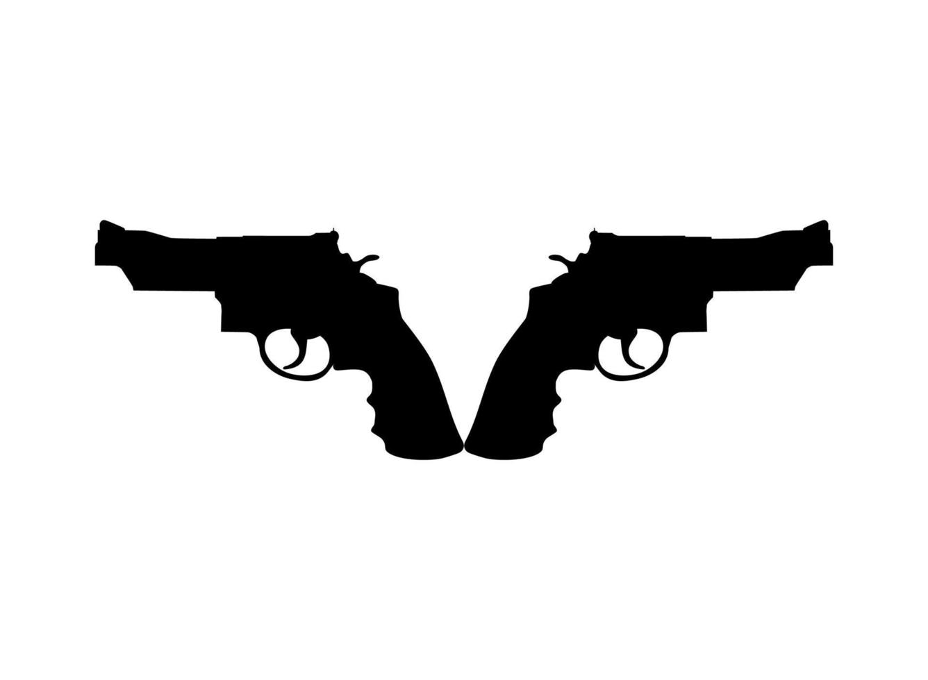 Silhouette of Double Gun, Pistol for Logo, Pictogram, Website or Graphic Design Element. Vector Illustration